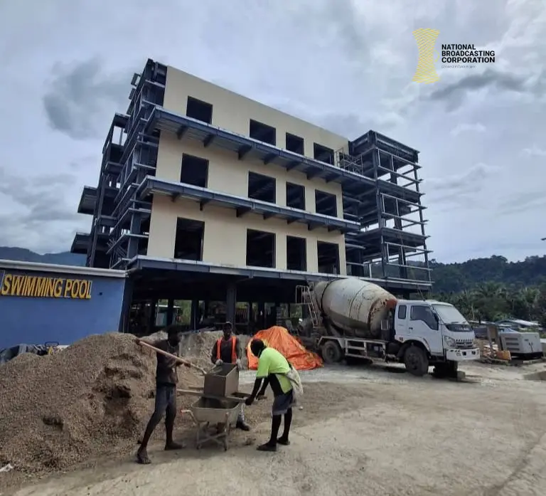 The four-storey Bovotel expansion under construction in Arawa in August 2025